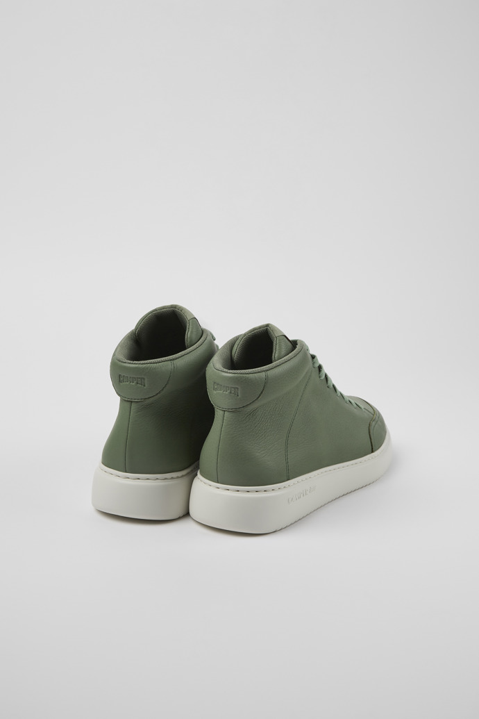 Back view of Runner K21 Green leather sneakers for men