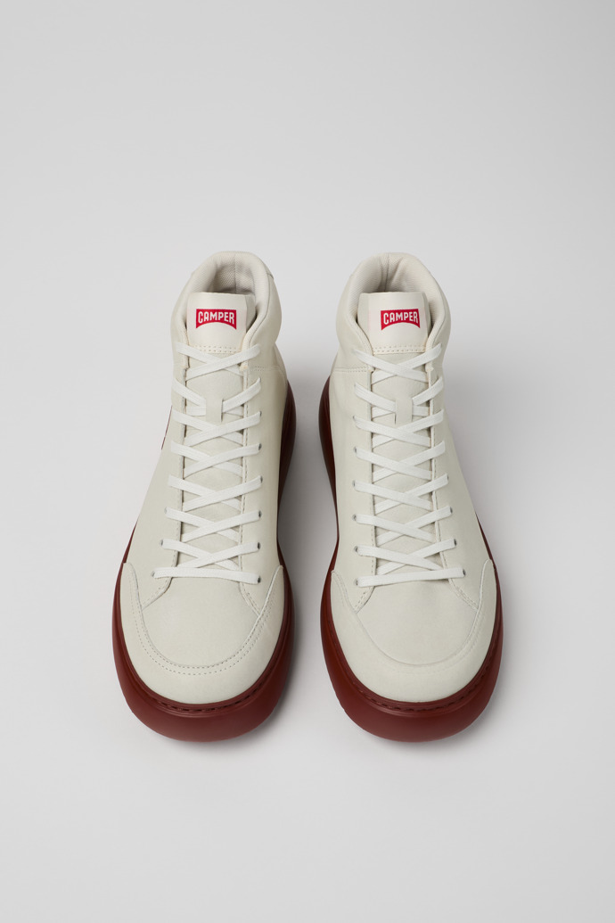 Overhead view of Runner K21 White non-dyed leather sneakers for men