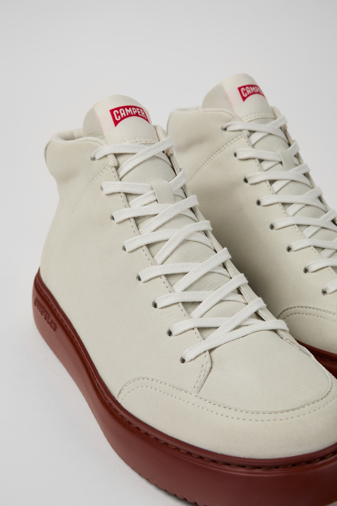 Close-up view of Runner K21 White non-dyed leather sneakers for men