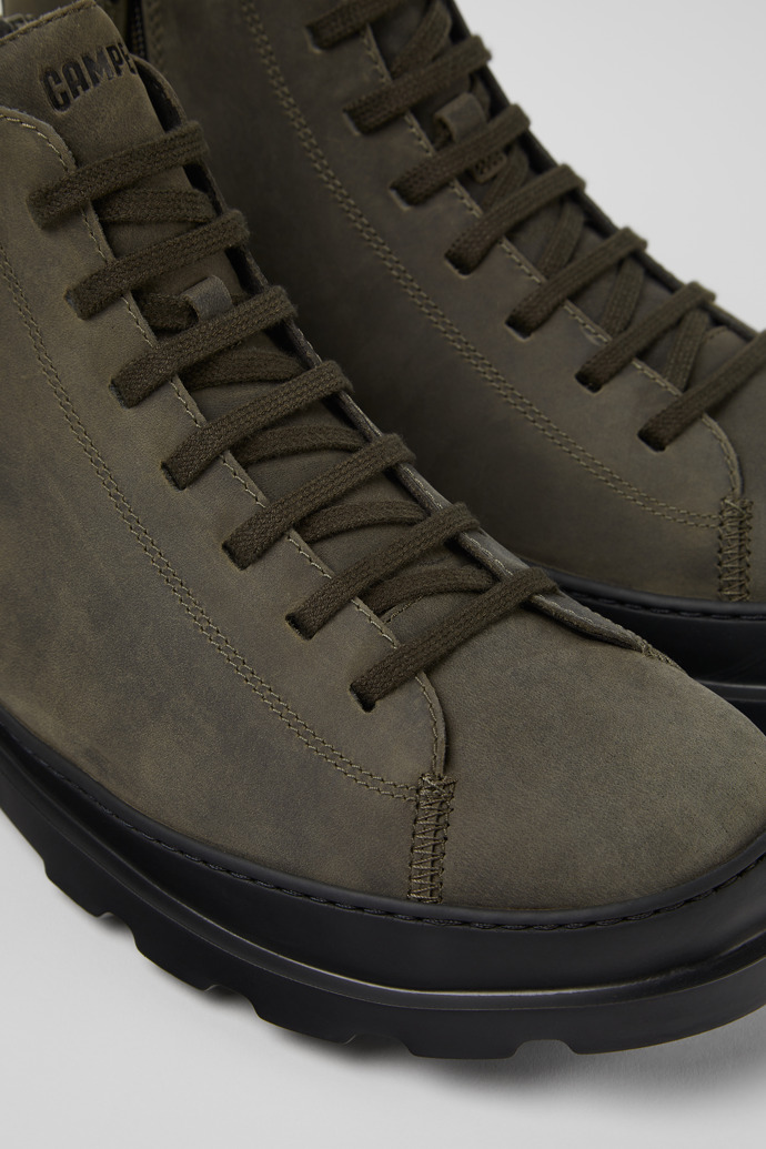 Close-up view of Brutus Dark green nubuck ankle boots for men