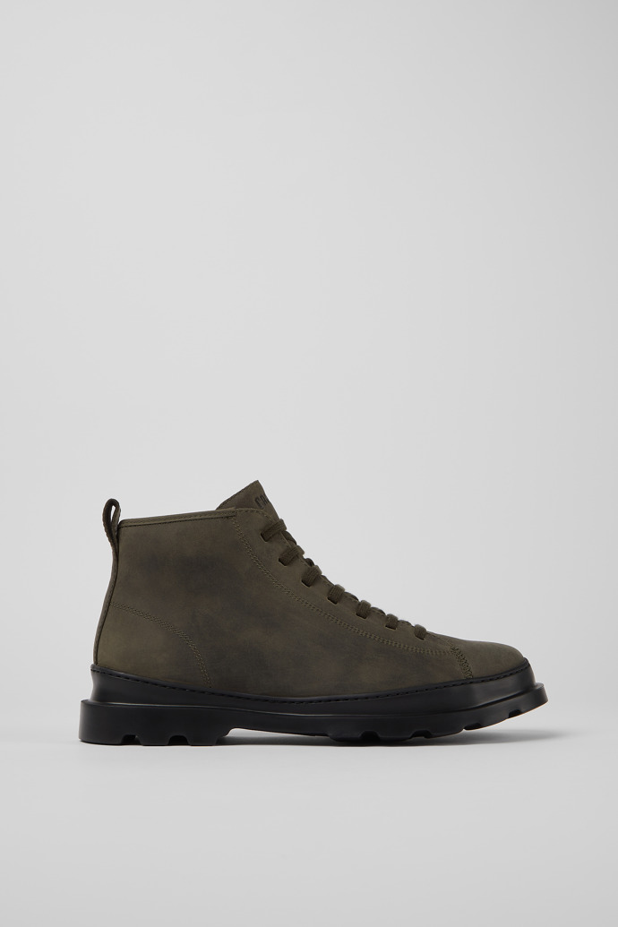 Side view of Brutus Dark green nubuck ankle boots for men