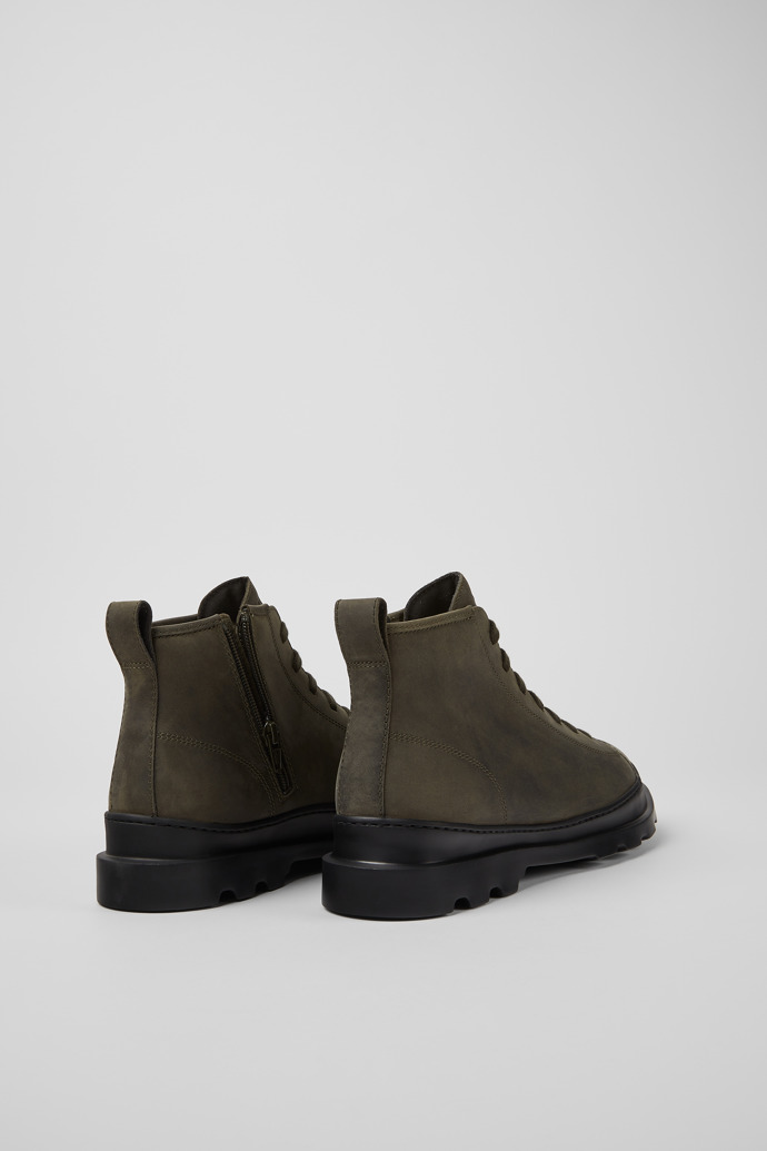 Back view of Brutus Dark green nubuck ankle boots for men