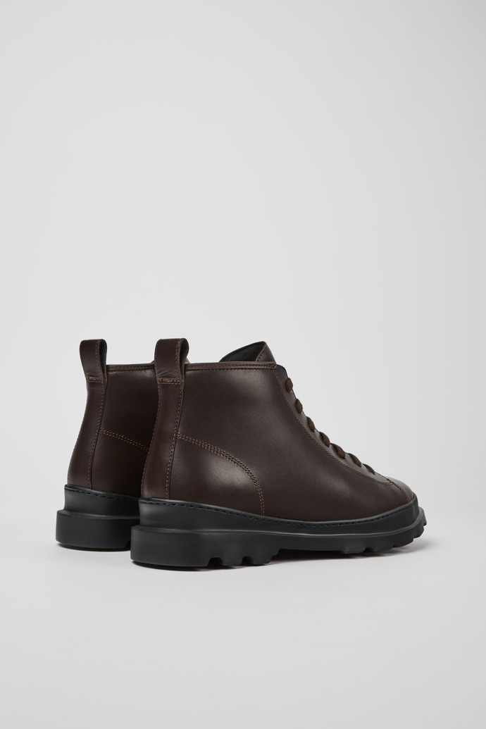 Back view of Brutus Dark brown leather ankle boots for men