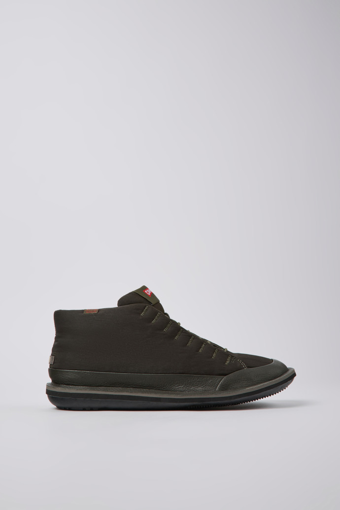 Image of Side view of Beetle PrimaLoft® Green textile and nubuck ankle boots for men