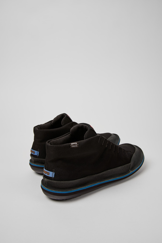 Back view of Beetle Black Textile and Nubuck Ankle Boots for Men.