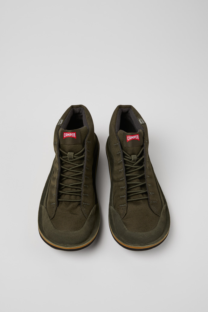 Overhead view of Beetle Green Textile and Nubuck Ankle Boots for Men.