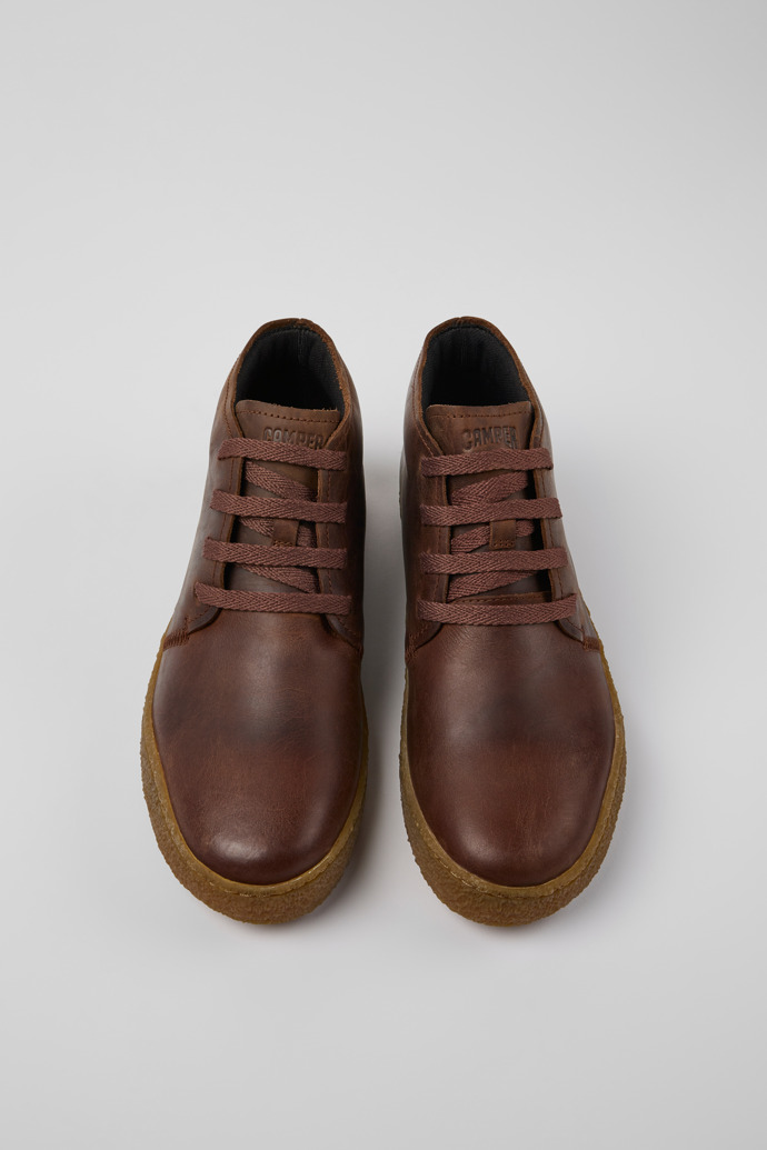 Overhead view of Peu Terreno Brown leather shoes for men