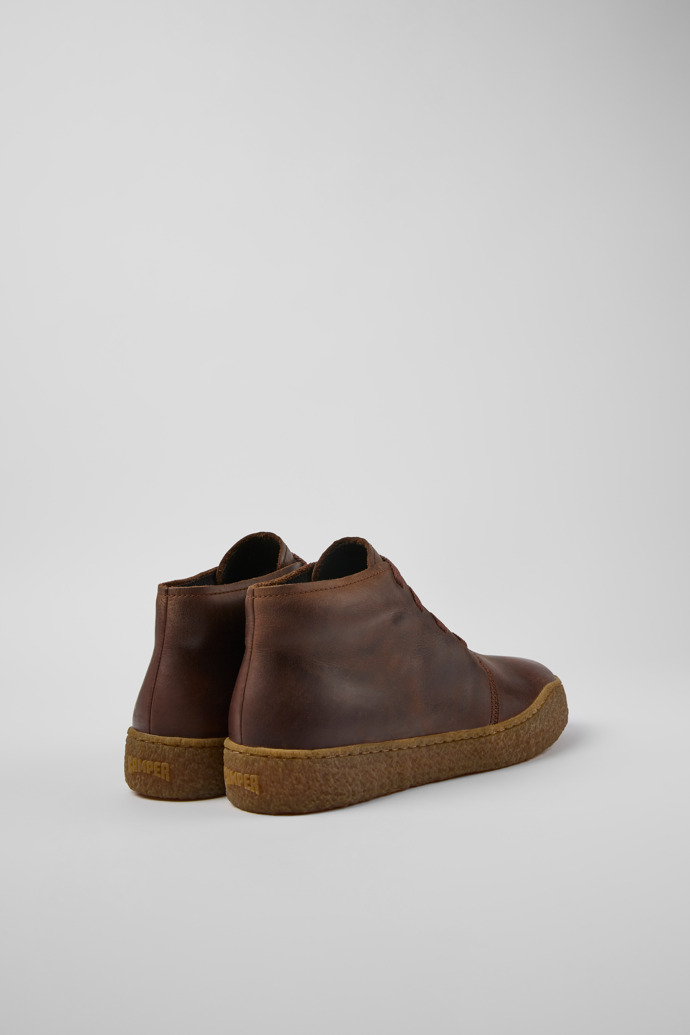 Back view of Peu Terreno Brown leather shoes for men