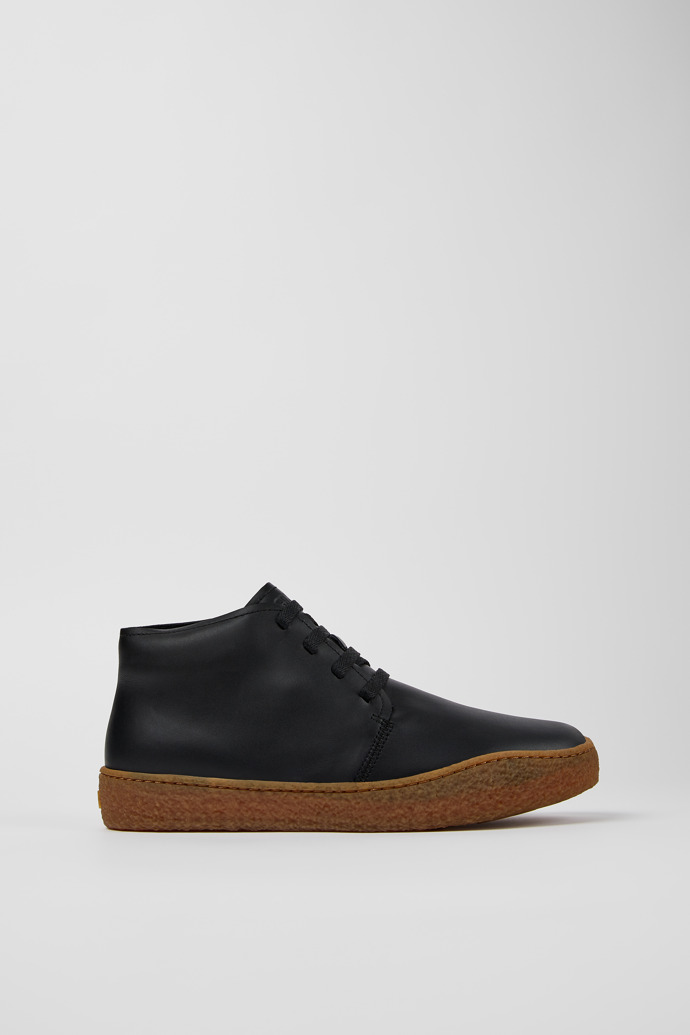 Image of Side view of Peu Terreno Black Leather Desert Boot for Men