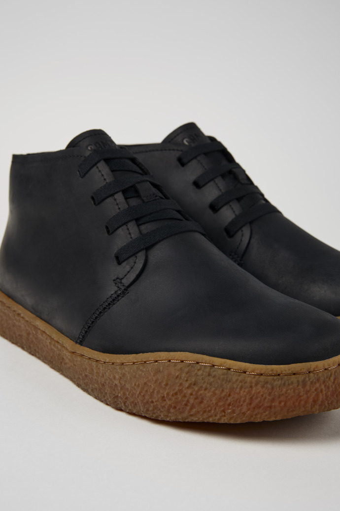 Close-up view of Peu Terreno Black Nubuck Desert Boot for Men