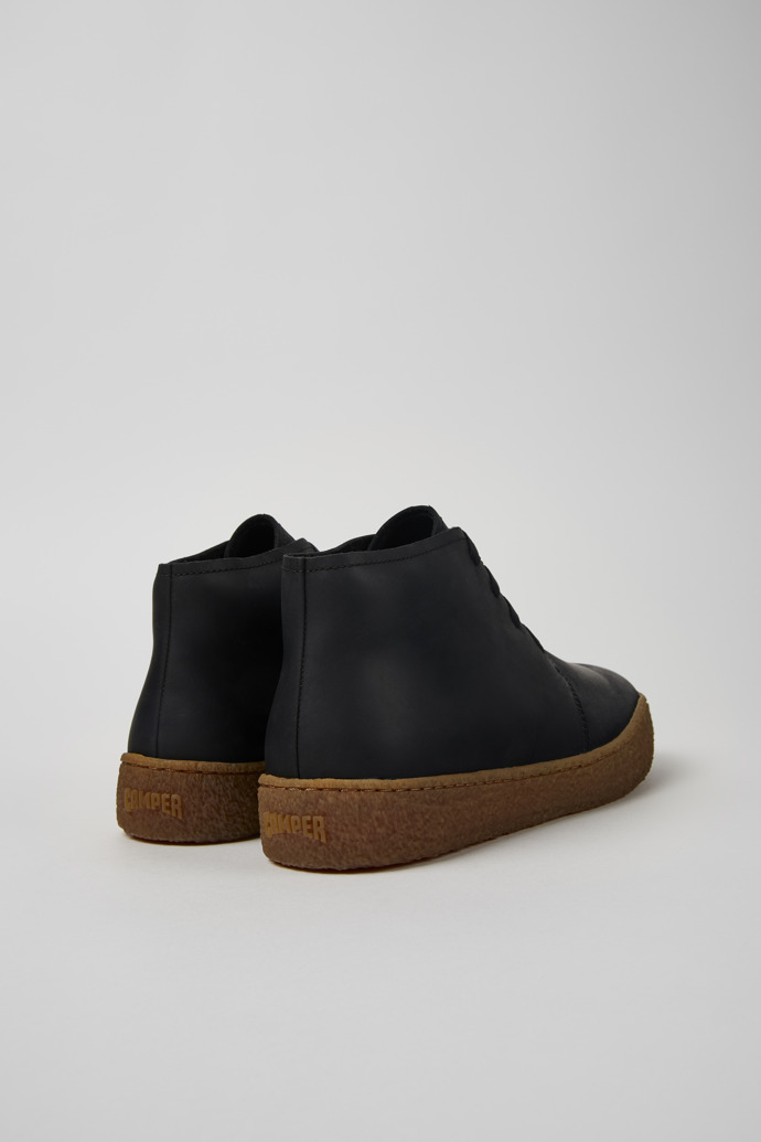 Back view of Peu Terreno Black Nubuck Desert Boot for Men