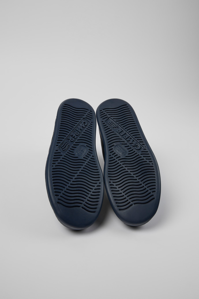The soles of Runner Blue leather sneakers for men