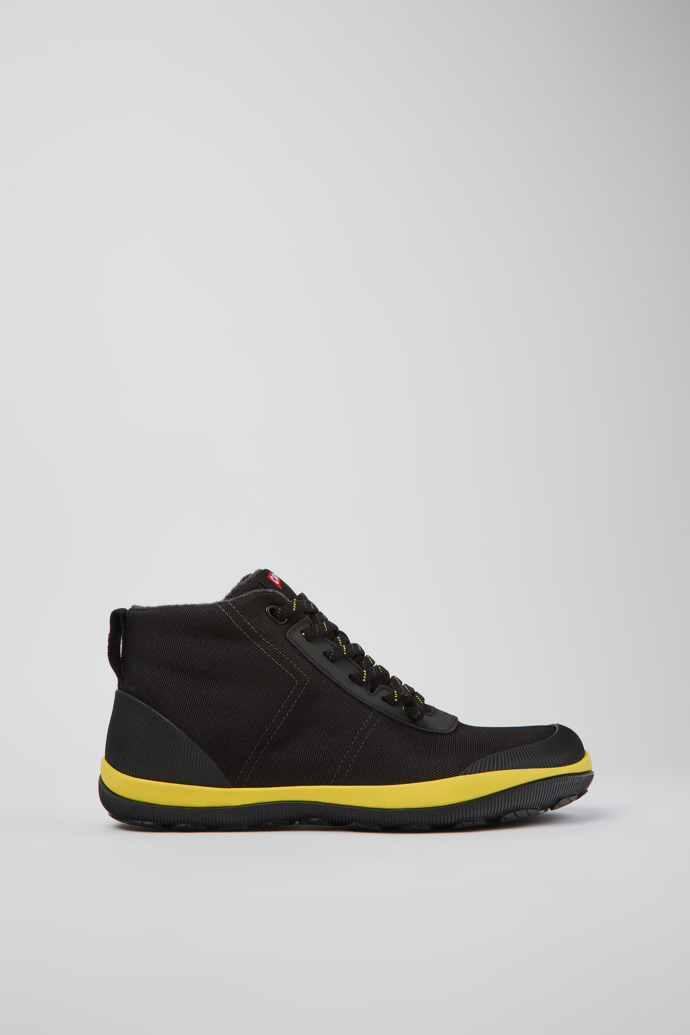 Side view of Peu Pista Black textile ankle boots for men