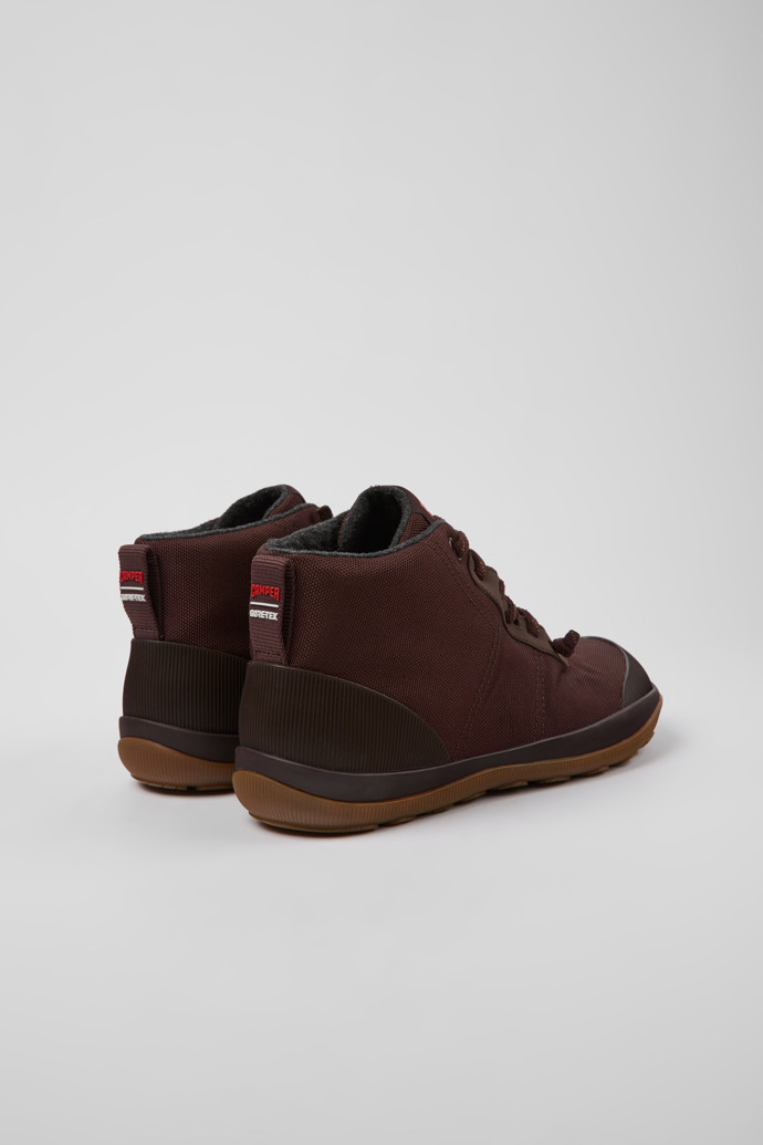 Back view of Peu Pista Burgundy textile ankle boots for men