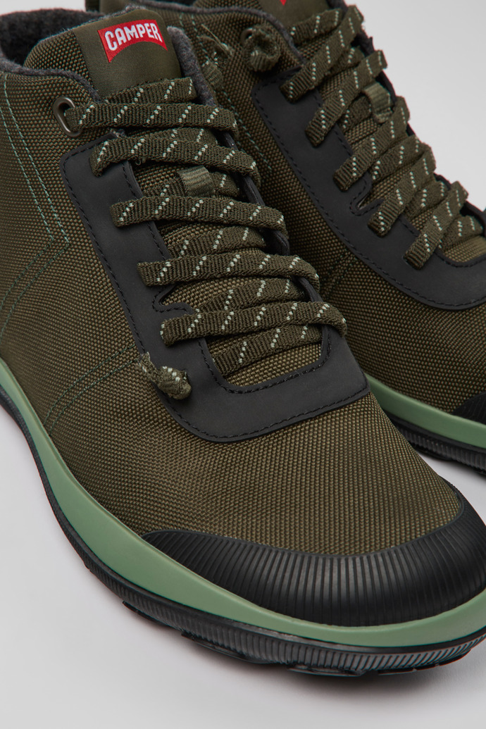 Close-up view of Peu Pista GORE-TEX Green-gray textile ankle boots for men