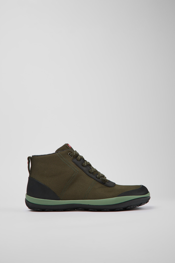 Side view of Peu Pista Green-gray textile ankle boots for men