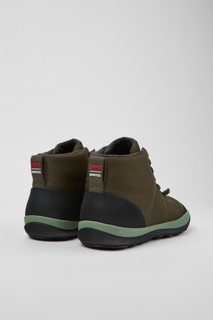 Back view of Peu Pista GORE-TEX Green-gray textile ankle boots for men