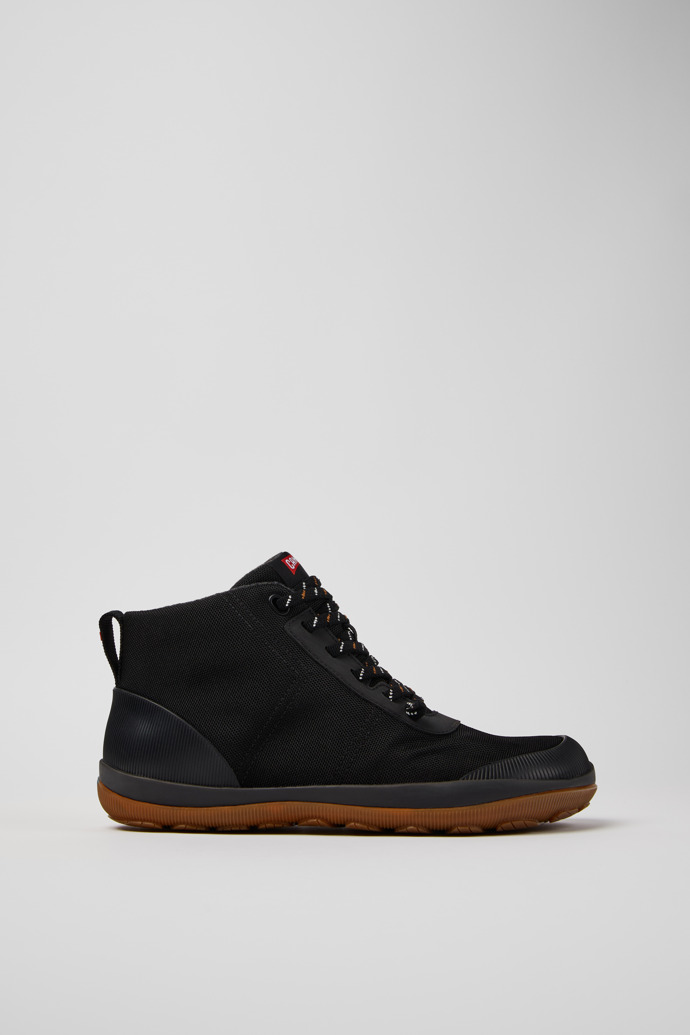 Side view of Peu Pista Black textile ankle boots for men