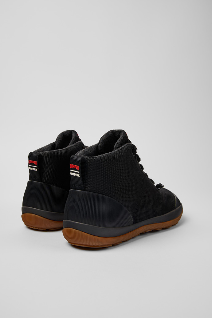 Back view of Peu Pista Black textile ankle boots for men