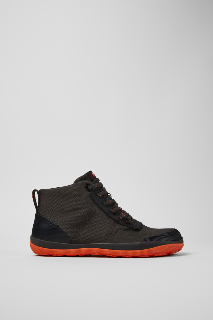 Side view of Peu Pista Gray textile ankle boots for men