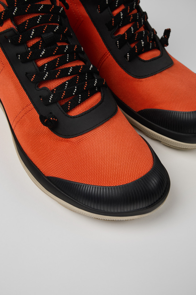 Close-up view of Peu Pista Orange textile ankle boots for men