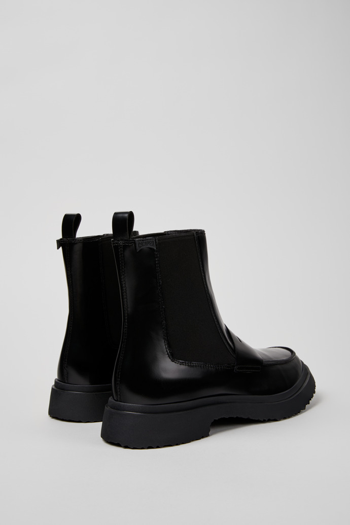 Back view of Walden Black Leather Mid Boots for Men.