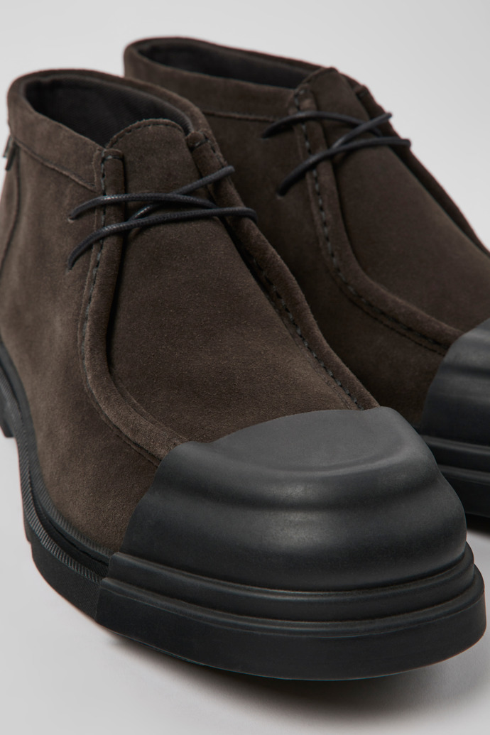 Close-up view of Junction Gray nubuck shoes for men