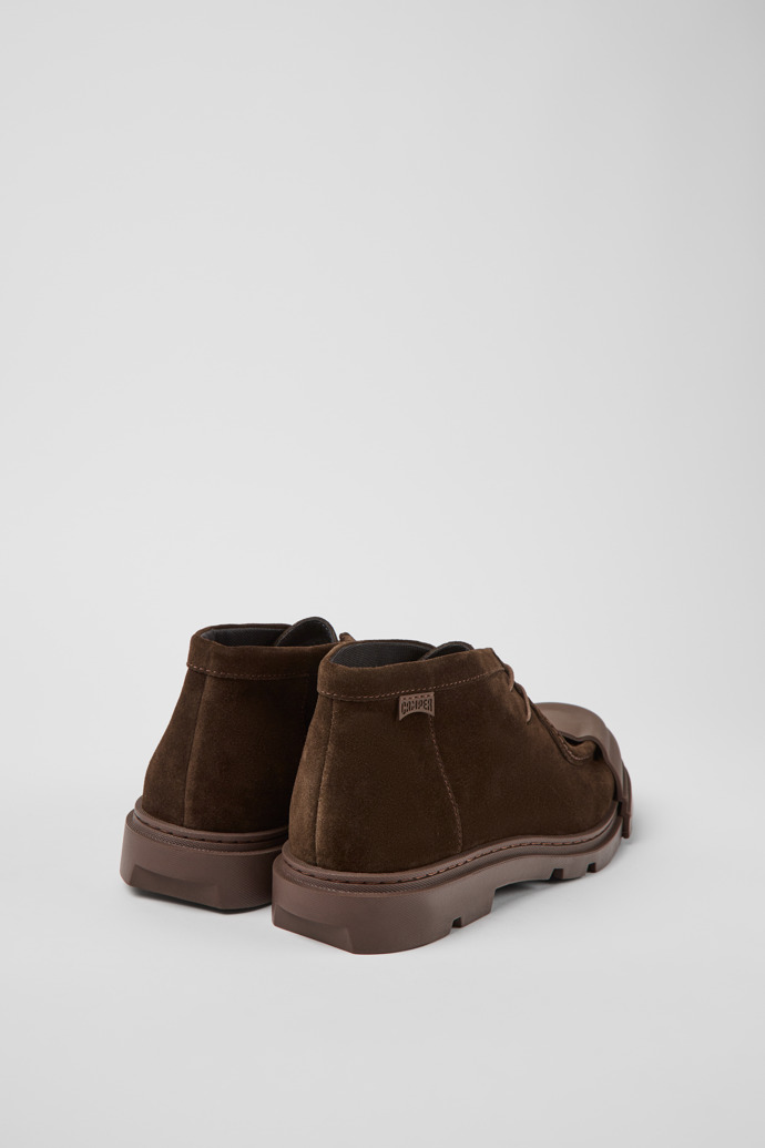 Back view of Junction Brown nubuck shoes for men