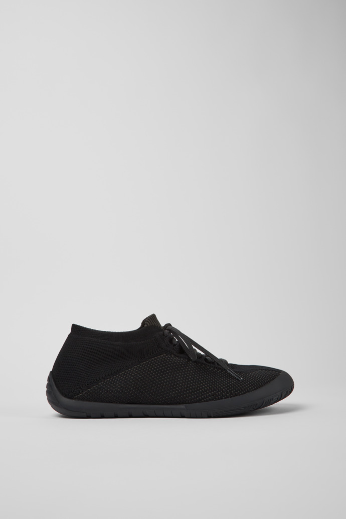 Side view of Path Black textile shoes for men