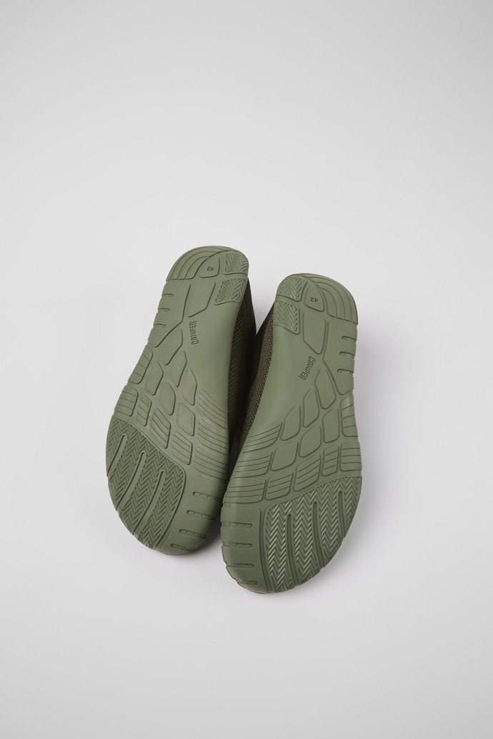 The soles of Path Green-gray textile sneakers for men