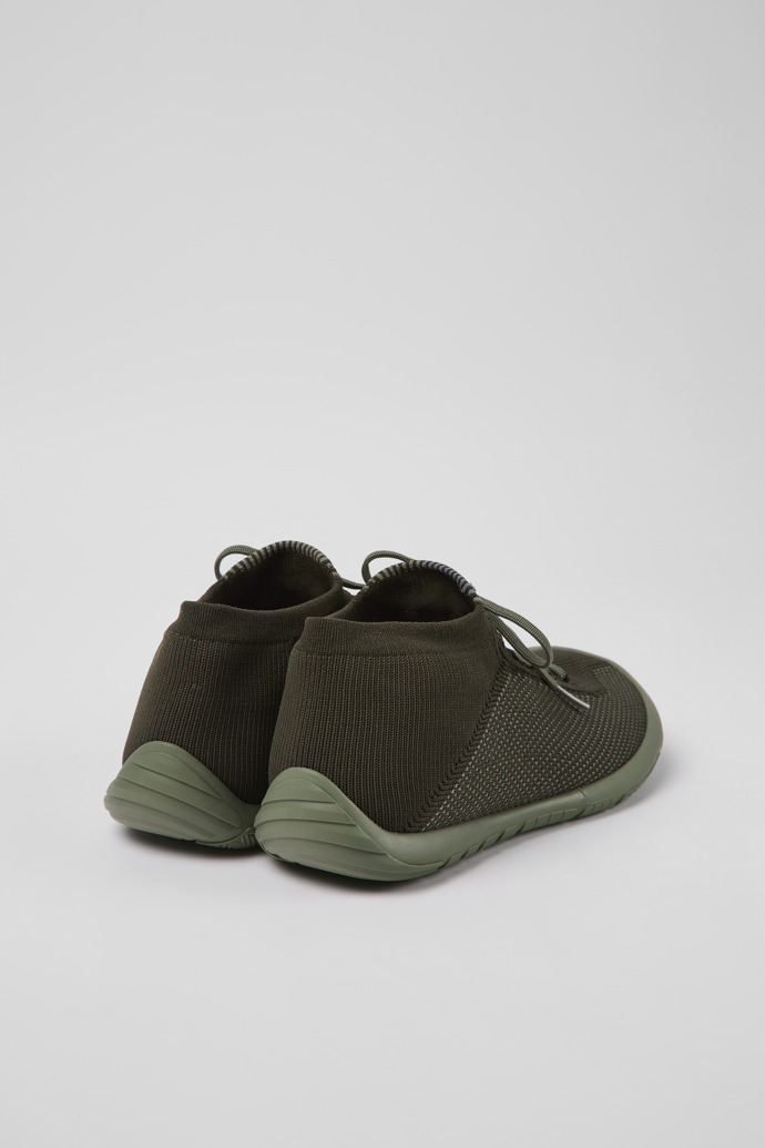 Back view of Path Green-gray textile sneakers for men