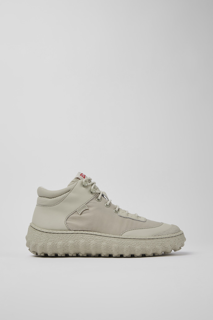 Ground Witte stoffen en leren herenschoenen