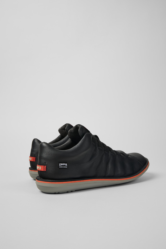 Back view of Beetle HYDROSHIELD® Black leather sneakers