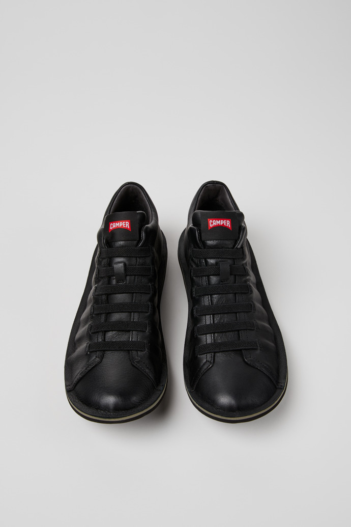 Overhead view of Beetle - HYDROSHIELD Black Leather Ankle Boots for Men.