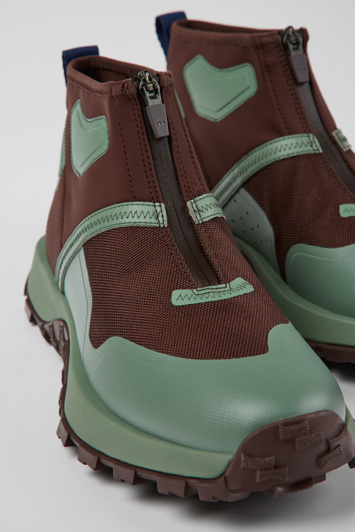 Close-up view of Drift Trail VIBRAM Multicolored recycled PET ankle boots for men