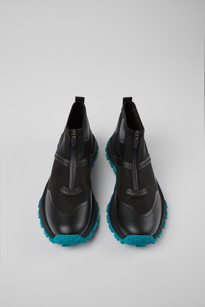 Overhead view of Drift Trail VIBRAM Black recycled PET ankle boots for men