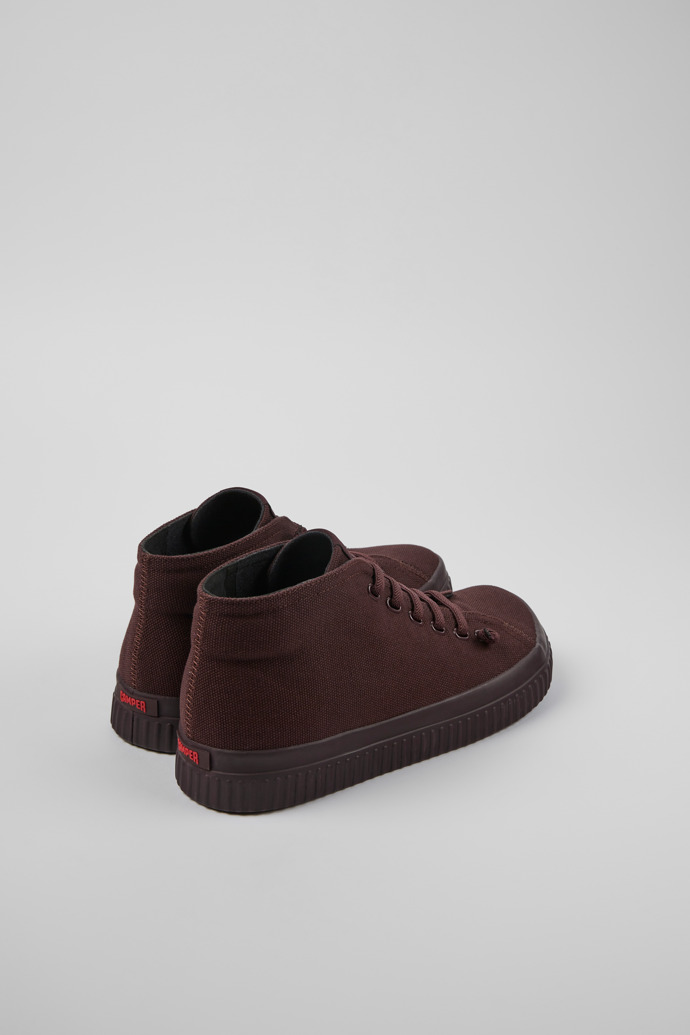 Back view of Peu Roda Burgundy recycled cotton sneakers for men