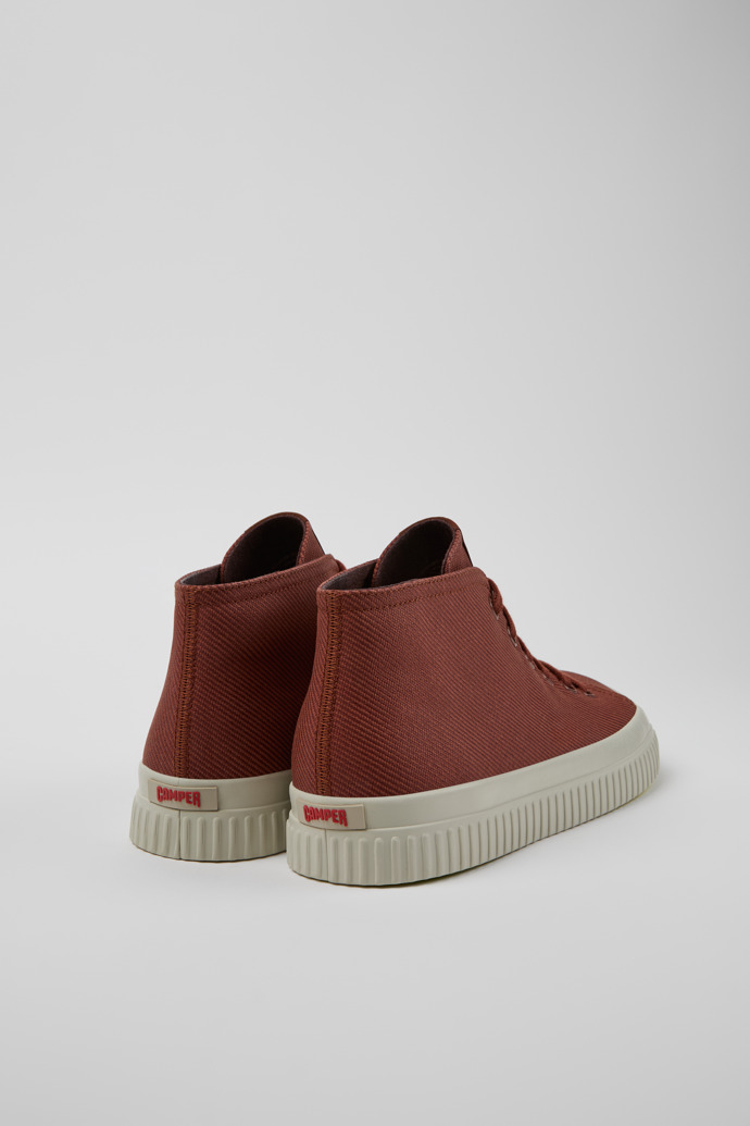 Back view of Peu Roda Red recycled cotton sneakers for men