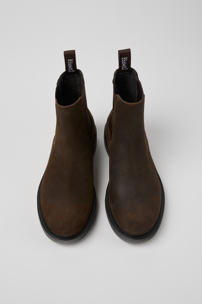 Overhead view of Dean Brown Nubuck Ankle Boots for Men.