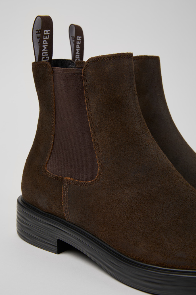 Close-up view of Dean Brown Nubuck Ankle Boots for Men.