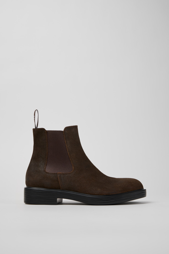 Side view of Dean Brown Nubuck Ankle Boots for Men.