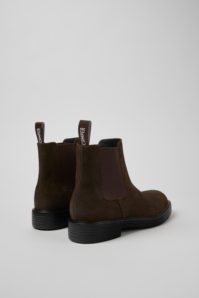 Back view of Dean Brown Nubuck Ankle Boots for Men.
