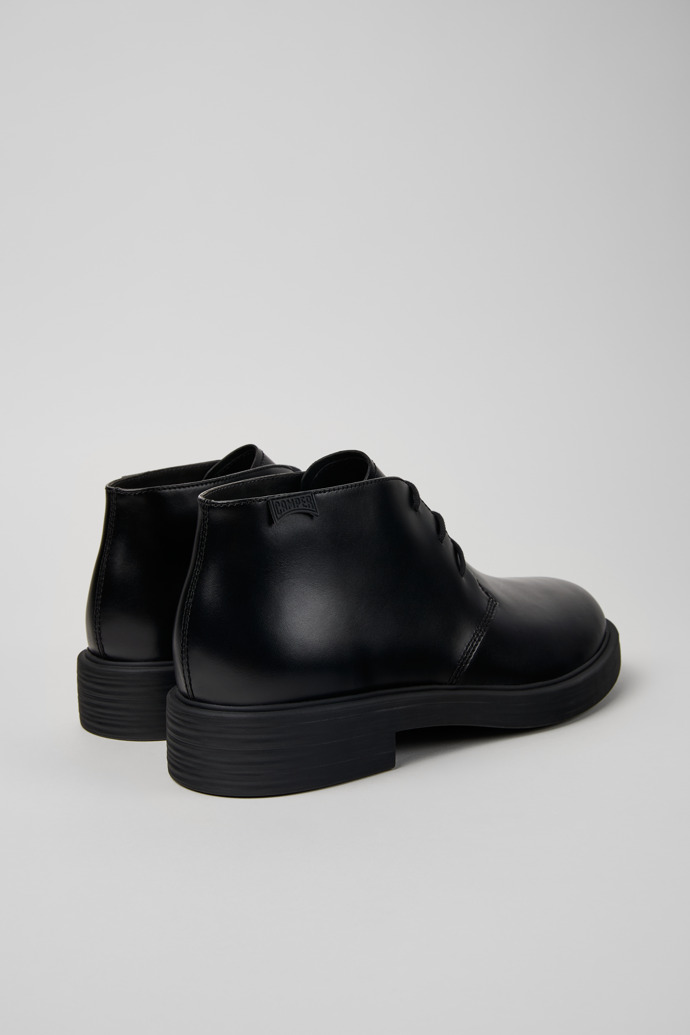 Back view of Dean Black leather ankle boots for men