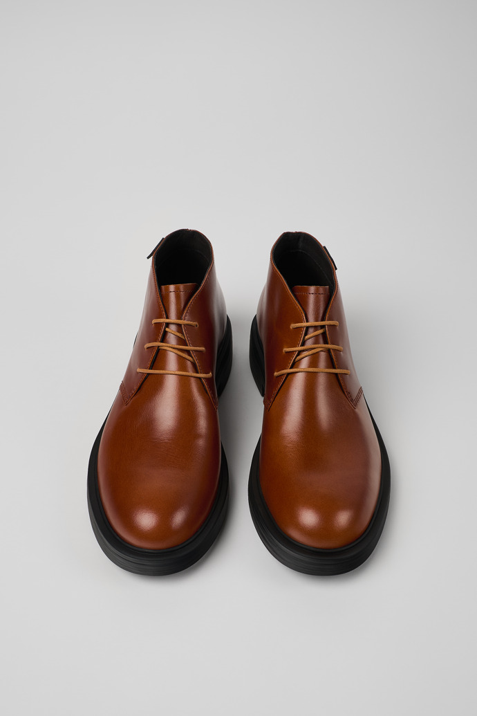 Overhead view of Dean Brown leather ankle boots for men