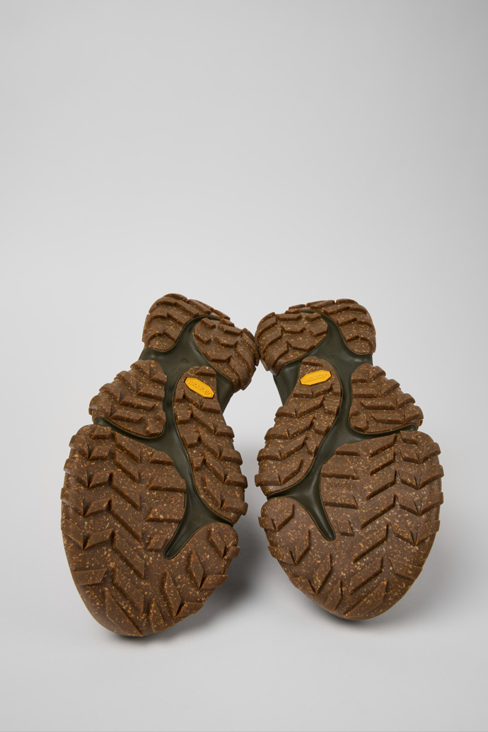 The soles of Karst Trek Green Textile and Nubuck Ankle Boots for Men.