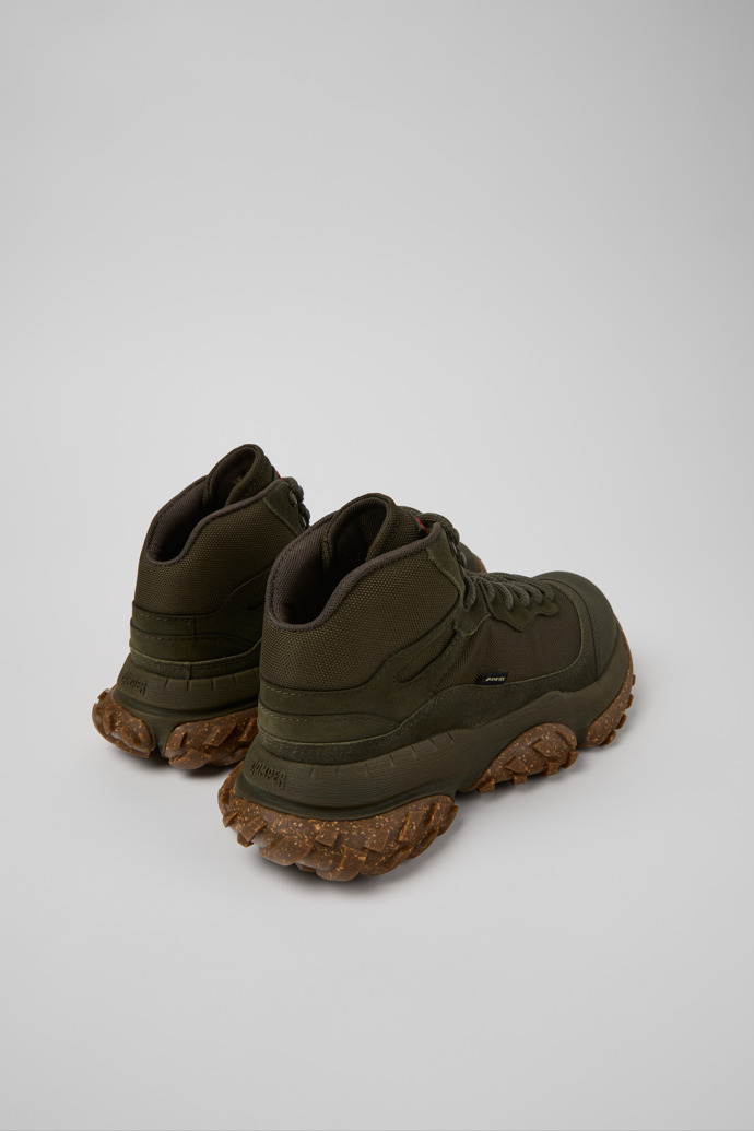 Back view of Karst Trek Green Textile and Nubuck Ankle Boots for Men.