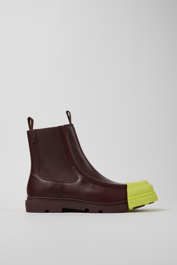 Image of Side view of Junction Burgundy Leather Ankle Boot for Men