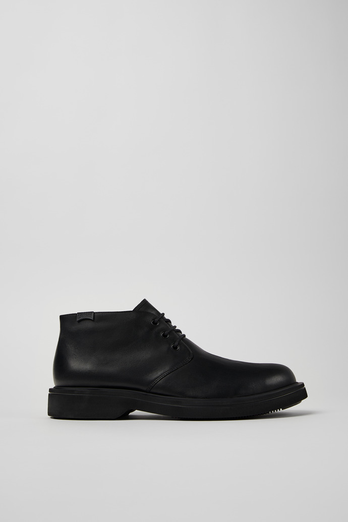 Side view of Norman Black leather ankle boots for men