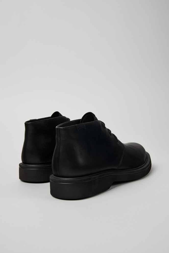 Back view of Norman Black leather ankle boots for men