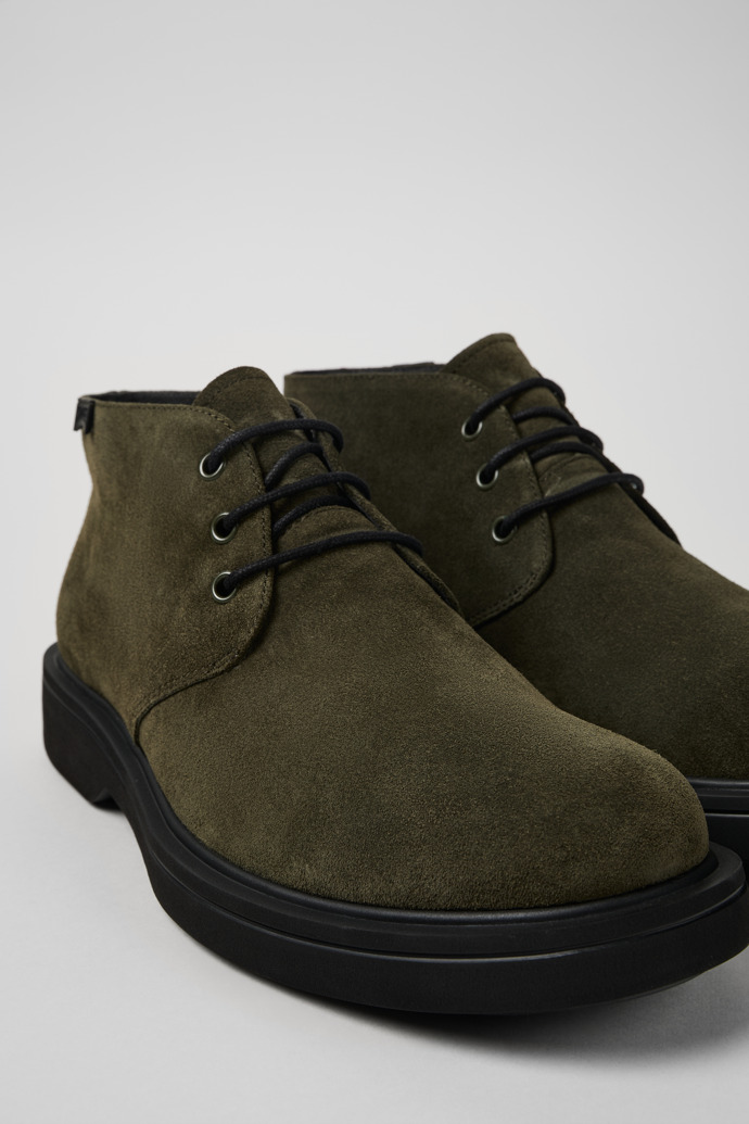 Close-up view of Norman Green nubuck ankle boots for men